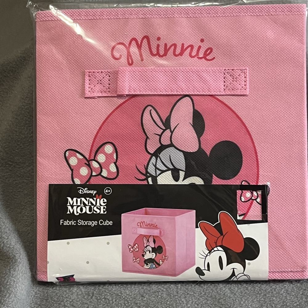 Disney Minnie Mouse Foldable Fabric Storage Bin Container for Shelves 10"x10"